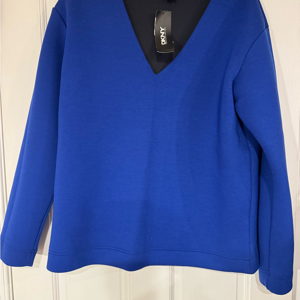 Dkny Women's Royal Blue V-Neck Sweater
